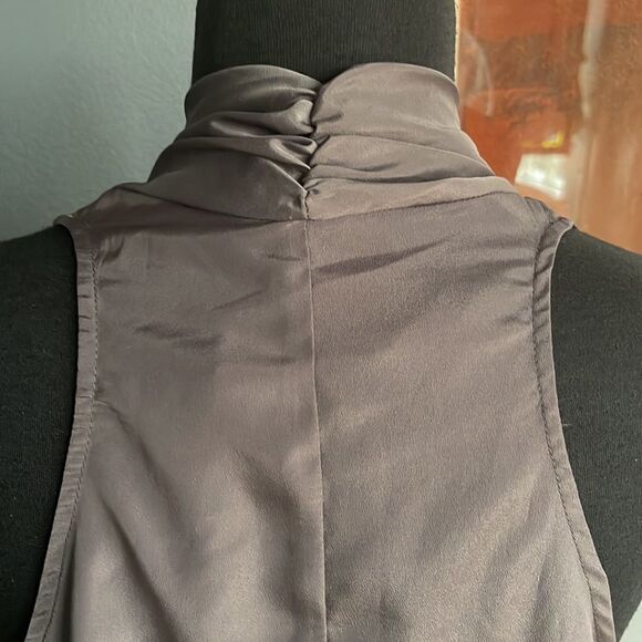 Pure Sugar steel gray center front ruffle strip silky halter. NWT. Medium. - Picture 6 of 7